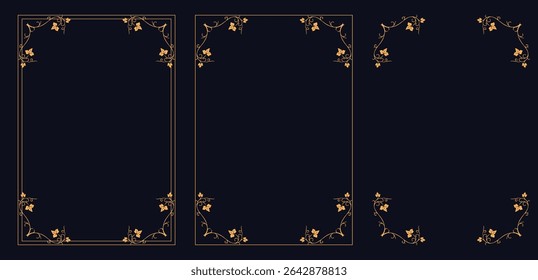 Corner frame, Set of vintage frames.Set of Decorative vintage borders and frames, Cute vector floral border corners. Vintage swirly frames