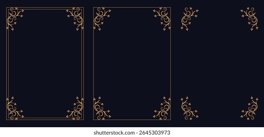 Corner frame, Set of vintage frames, wedding elegant,Decorative frames. Vintage calligraphic antique borders. Ornate calligraph