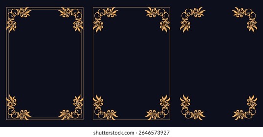 Corner frame, Set of vintage frames, set vintage frame corners design elements. elements. frames, calligraphic, swirls divider, thai pattern