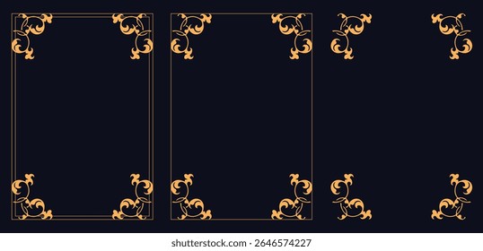 Corner frame, Set of vintage frames, set vintage frame corners design elements