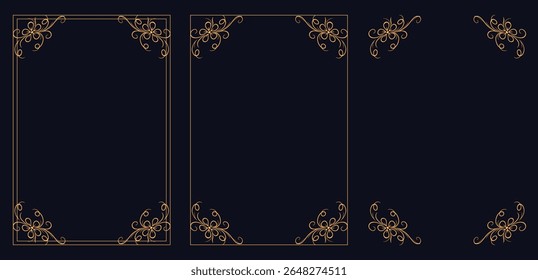Corner frame, Set of vintage frames, Set of Decorative vintage frames and borders. Vector decor. floral ornament