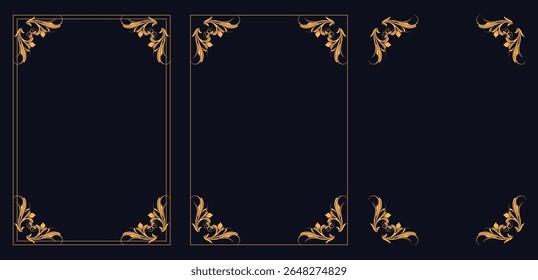 Corner frame, Set of vintage frames, Ornamental floral and geometric corners
