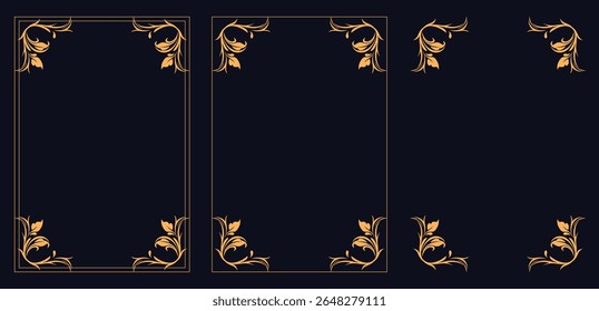 Corner frame, Set of vintage frames, Design elements set, decorative flourish border corner, decorative vector frames and borders