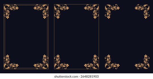 Corner frame, Set of vintage frames, Design elements set, Decorative vintage frames,borders rectangular shape