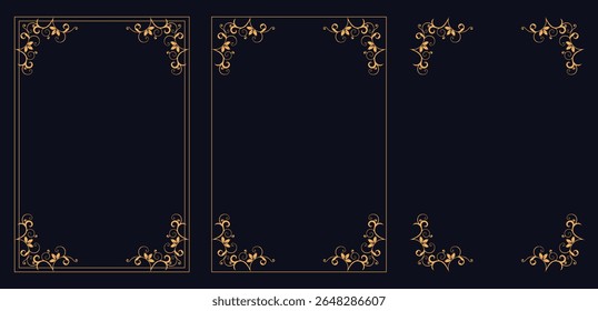 Corner frame, Set of vintage frames, Design elements set, frame und border illustration sign collection