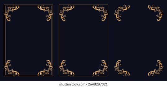 Corner frame, Set of vintage frames, Vintage corner vector icon set, frame und border illustration