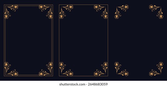 Corner frame, Set of vintage frames, Design elements set,Golden vintage set includes decorative paper frames.