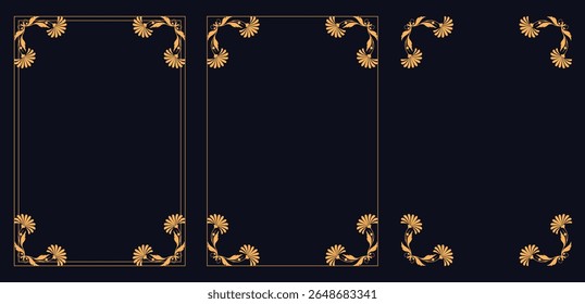 Quadro de canto, Conjunto de quadros vintage, Conjunto de elementos de design, Elementos de design de casamento. Bordas decoradas