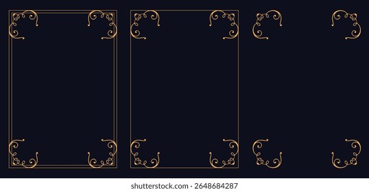 Corner frame, Set of vintage frames, Design elements set, Ornate vintage frames and scroll elements. Classic calligraphy swirls.