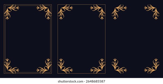 Corner frame, Set of vintage frames, Design elements set, ideal for invitations, menus, and page embellishments. Perfect for enhancing layouts.