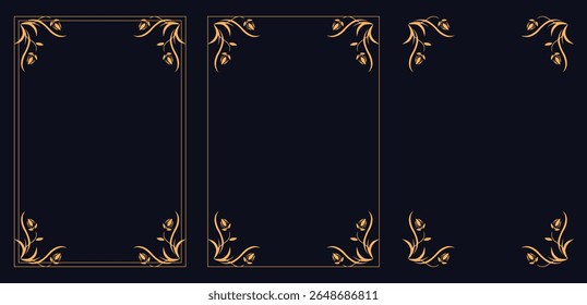 Corner frame, Set of vintage frames, Design elements set, Decorative frame set. Vector vintage frames