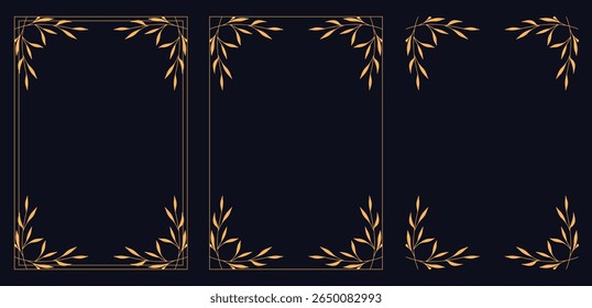 Corner frame, Set of vintage frames, bouquet of flowers,Vector illustration of decorative corner frame set