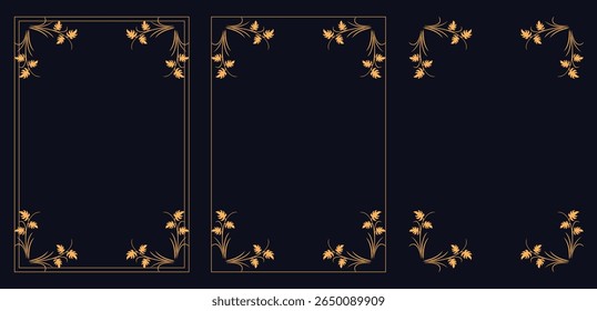 Corner frame, Set of vintage frames, bouquet of flowers,frame corners design elements. frames.