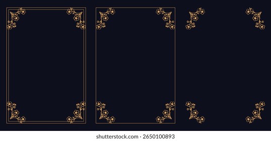 Corner frame, Set of vintage frames, bouquet of flowers, Floral frames, corners, dividers, calligraphic lines, borders, swirls