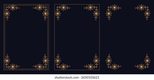 Corner frame, Set of vintage frames, bouquet of flowers, Corners design. Set of ornametal corners. Classic, floral and ethnic ornaments