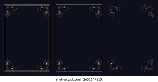 Corner frame, Set of vintage frames, Decorative frames. Retro ornamental frame, vintage rectangle ornaments and ornate border