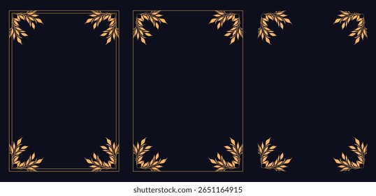 Corner frame, Set of vintage frames, bouquet of flowers, Decorative frames. Retro ornamental frame, vintage rectangle ornaments and ornate border