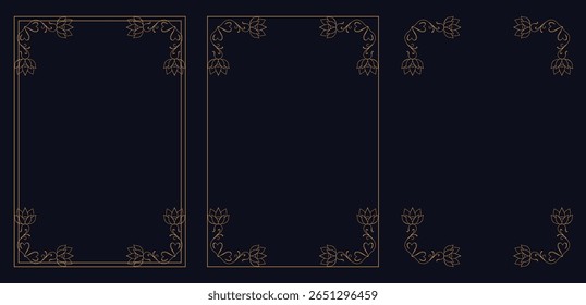 Corner frame, Set of vintage frames, bouquet of flowers, Decorative wedding frames, antique museum picture borders