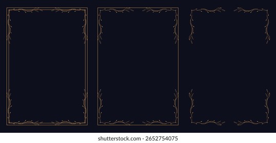 Corner frame, Set of vintage frames, Luxury Gold vintage invitation vector set. Ornamental curls, dividers, Border design
