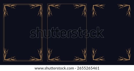 Corner frame, Set of vintage frames, Decorative vintage frames and borders set,Gold photo frame