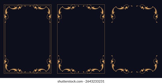 Corner frame, Set of vintage frames.Decorative of Calligraphy swirls swashes ornate motifs and scrolls Vector illustration