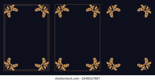 Corner frame, Set of vintage frames,Decorative swirls, dividers, border designs and components for wedding invitations.