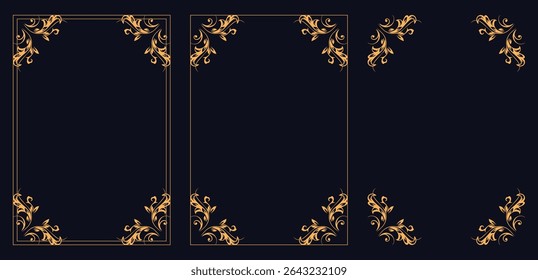 Corner frame, Set of vintage frames.drawn vector abstract outline,graphic,Calligraphic frame set. Borders corners ornate frames. Vector