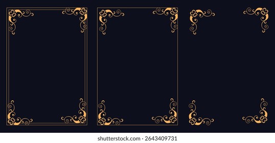 Corner frame, Set of vintage frames.Filigree frame corners. frame floral border template, wood frame border design.