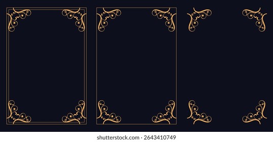 Corner frame, Set of vintage frames.Filigree frame corners. Floral elements for design of monograms, invitations, menus, labels. Decorative borders and frames