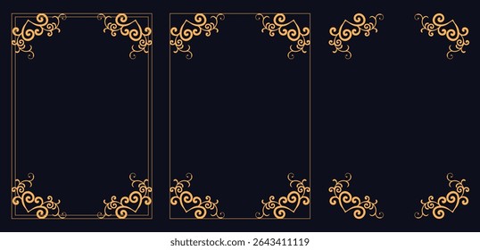 Corner frame, Set of vintage frames.Filigree frame corners. Decorative vintage frames, borders of rectangular shape. Old backgrounds