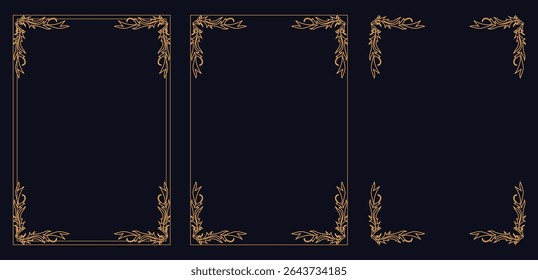 Corner frame, Set of vintage frames.Filigree frame corners.Set of ornametal corners on white background. Classic