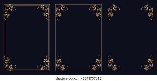 Corner frame, Set of vintage frames.Filigree frame corners. Filigree frame corners. Decorative border ornamental elements