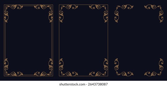 Corner frame, Set of vintage frames.Filigree frame corners. Calligraphic frame set. Borders corners ornate frames. Vector