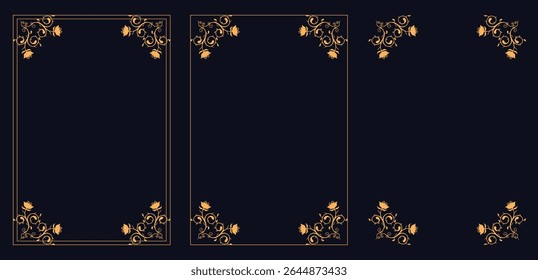 Corner frame, Set of vintage frames,ornate frame or corner design elements. Vector illustration