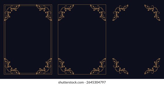 Corner frame, Set of vintage frames,Ornate calligraph rectangle frames, wedding elegant ornamental borders and filigree floral ornaments