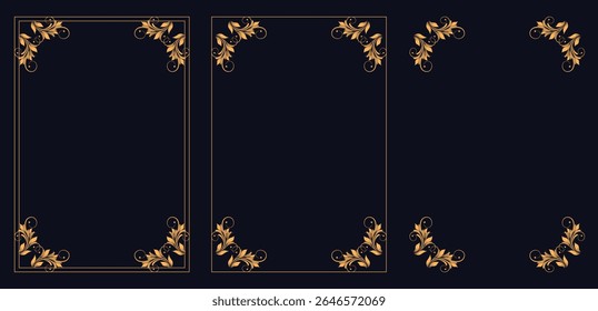 Corner frame, Set of vintage frames,swirls divider, thai pattern, ornate, award, arrows. Vintage line decoration frames collection. Vector illustration