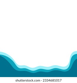 Corner frame water design elements isolate. Waves frame vector.