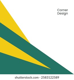 Corner Geometric Abstract Design with Green and Yellow Stripes