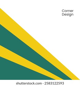 Corner Geometric Abstract Design with Green and Yellow Stripes