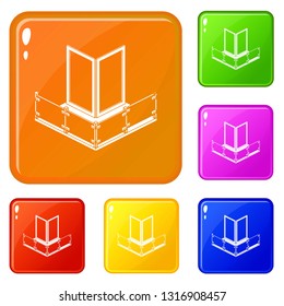 Corner glass balcony icons set collection vector 6 color isolated on white background