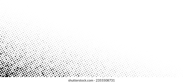 Corner halftone texture. Dotted gradient pattern background. Abstract faded comic pop art wallpaper. Vanishing spotted design backdrop for print, banner, poster, flyer, cover. Vector illustration