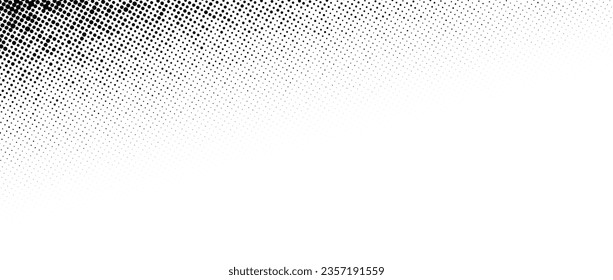 Corner halftone texture. Dotted gradient pattern background. Abstract faded comic pop art wallpaper. Vanishing spotted design backdrop for print, banner, poster, flyer, cover. Vector