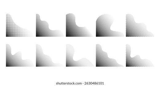Corner Halftone Wave Dots Collection