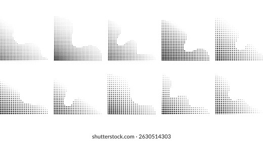Corner Halftone Wave Dots Element