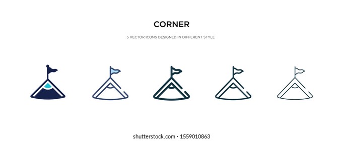 corner icon in different style vector illustration. two colored and black corner vector icons designed in filled, outline, line and stroke style can be used for web, mobile, ui