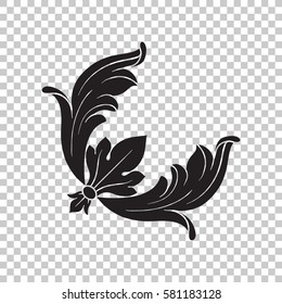 Corner Isolate vintage baroque ornament retro pattern antique style acanthus. Decorative design element filigree calligraphy vector. You can use for wedding decoration of greeting card, laser cutting.