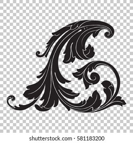 Corner Isolate vintage baroque ornament retro pattern antique style acanthus. Decorative design element filigree calligraphy vector. You can use for wedding decoration of greeting card, laser cutting.