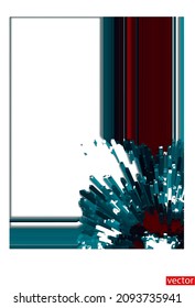 Corner isolated ornament on white background. Blank area, text window. Dynamic crystal pattern. Vertical banner with striped ornament. Vector