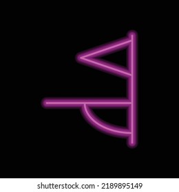 Corner kick flag simple icon vector. Flat design. Purple neon on black background.ai
