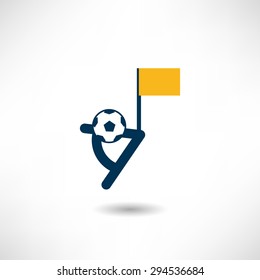 The corner kick in soccer icon